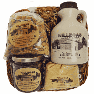 hillegas sugar camp basket peanuts walnut sugar syrup