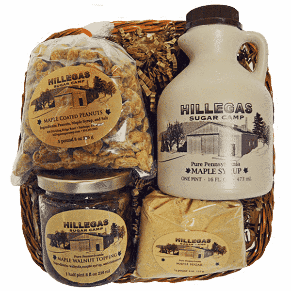 hillegas sugar camp basket peanuts walnut sugar syrup